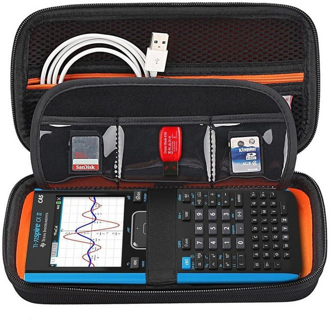 BOVKE Texas Instruments TI-Nspire CX II CAS/CX II/CX/CX CAS 계산기 등을 위한 그래핑 휴대용 케이스 - USB 케이블 및 기타 학, 블랙_172617