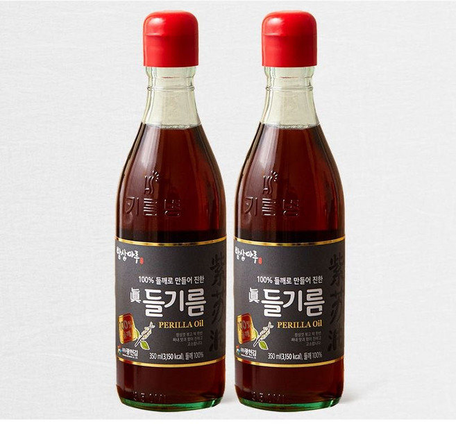 밥상마루 100% 들깨로 만들어 진한 들기름, 350ml, 2개