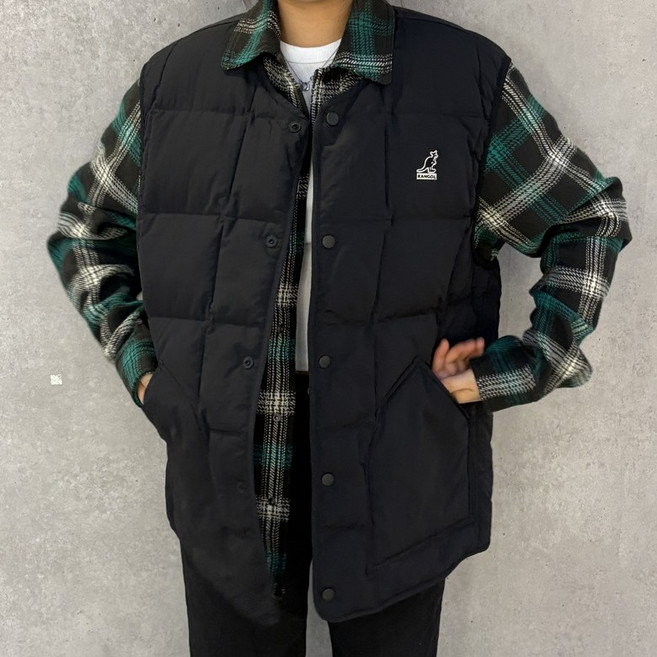 [국내정식매장] 캉골 조끼 Kangol 스퀘어 퀼팅 다운 라이너 베스트 6142 블랙