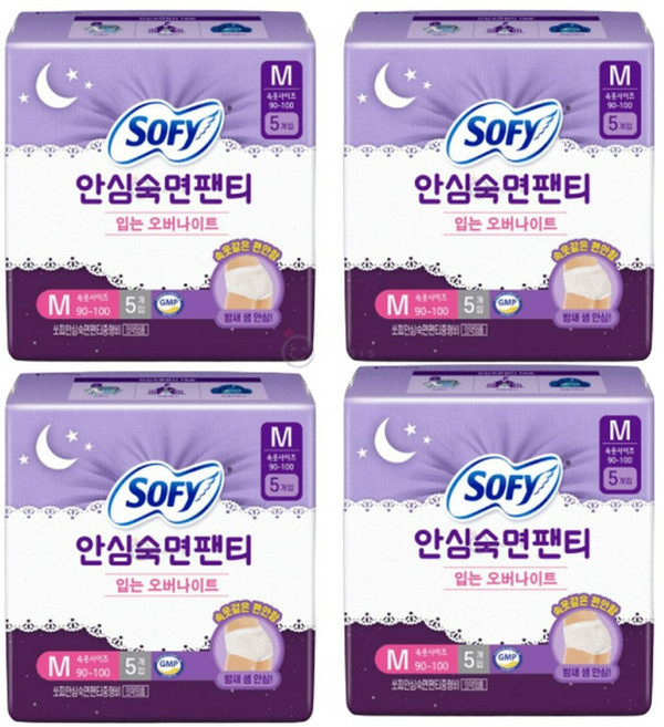 쏘피 소피 바디피트 안심숙면팬티 팬티형생리대 중형 M 5P x 4팩, 5개입, 4개