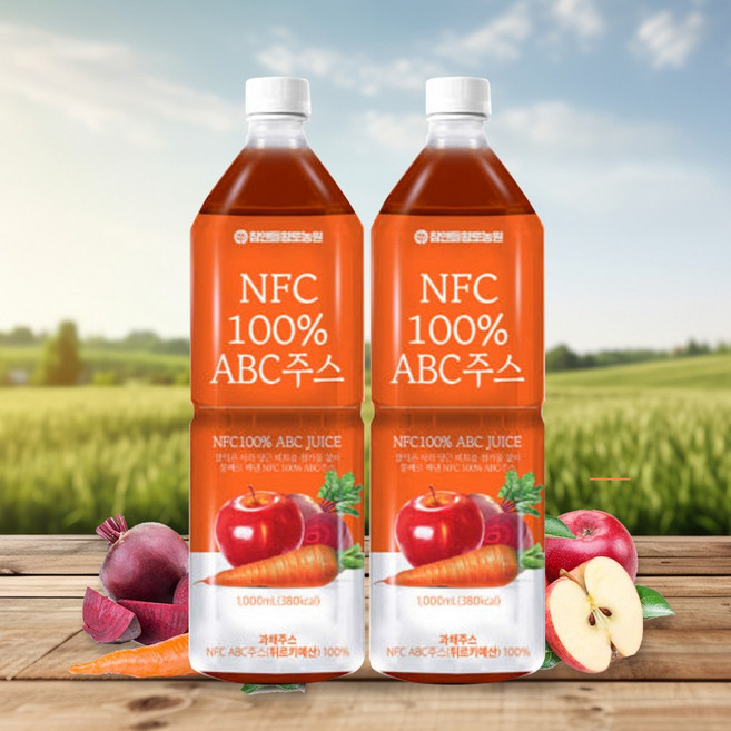 ABC주스 해독주스 디톡스 NFC 착즙 ABC쥬스 터키산 사과 비트 당근 함유, 1L, 2개