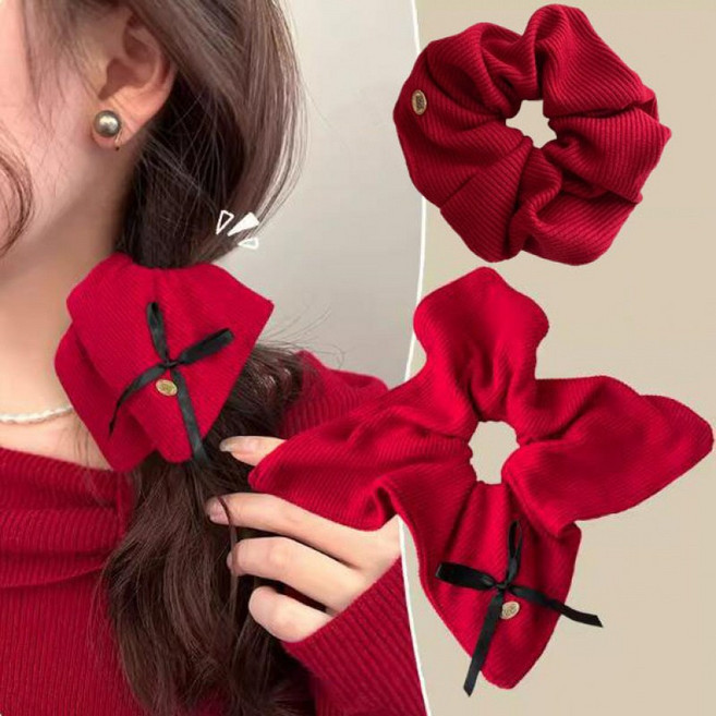 ZMBIRD 2종세트 크리스마스 새해 레드 곱창 머리끈 N2391