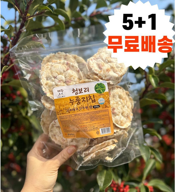 제주 청보리누룽지칩 5+1 건강간식 제주기념품 누룽지 뻥튀기 쌀과자 당뇨, 1개, 1.2kg