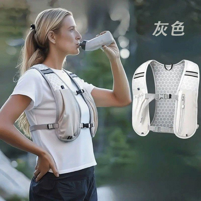 運動戶外騎行大容量水袋馬甲包, 灰色, 灰色
