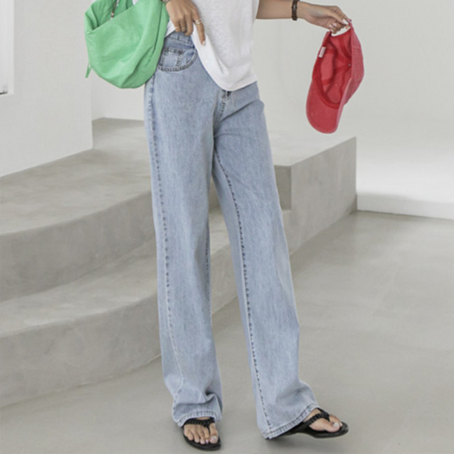 [나크21] (S-XL) 루즈핏 청 데님 와이드팬츠 여성용 NK12-P-23