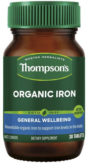 프리미엄 호주 영양제 Thompson's 철분제 Organic Iron 24mg 30 Tablets, 1개, 30정, 30정