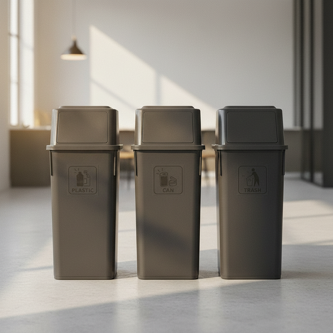 대용량 업소용 분리수거함 블랙 60L 3P 사무실 식당 쓰레기통 세트, 모리 휴지통 (NEW 블랙), 모리 휴지통 (NEW 블랙)_60L 3p