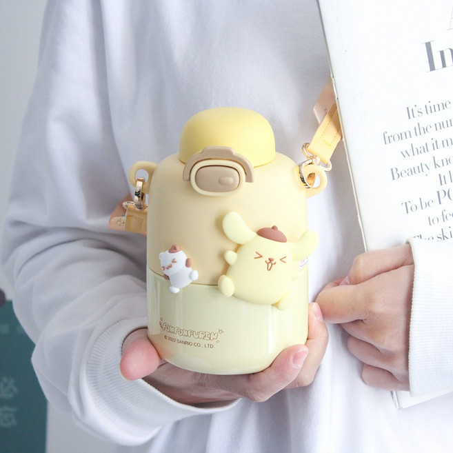 폼폼푸린 시나모롤 316 스테인리스 보온 텀블러 귀여운 산리오 캐릭터 디자인 보온 보냉 컵, 1개, 430ml, Pompompurin