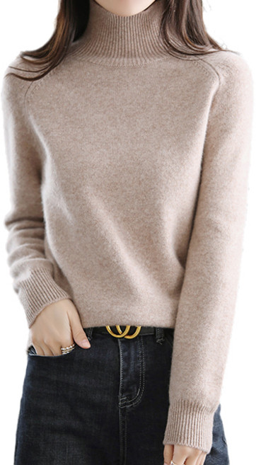 핑크셀럽 여성용 비스코스 포근 목 폴라 니트 티셔츠