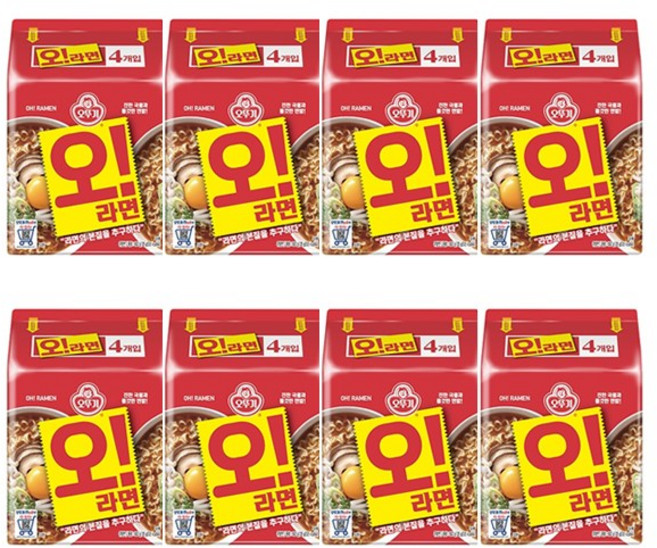 오뚜기 오라면 멀티 125g x 4p 8팩, 32개