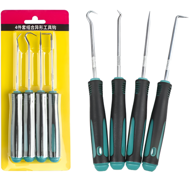 오링풀러세트 4종 송곳 후크 갈고리 공구 고무 오링 패킹 탈거, 오링플러세트4PCS (중국), 1개