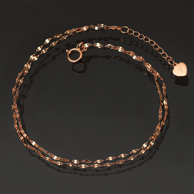 주리에떼 14K 18K 여성 데일리 레이어드 샤이닝 두줄 체인 팔찌