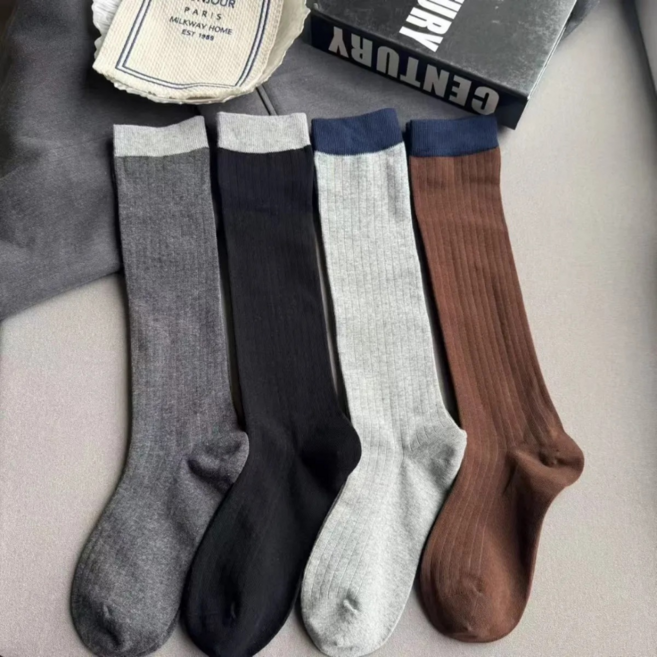 럽니드삭스 4종세트 여성용 베이직 컬러배색 니삭스