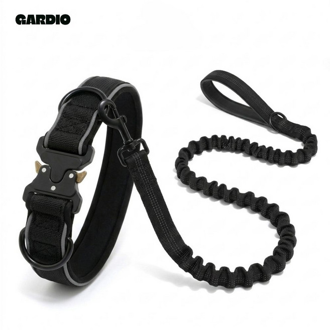 가디오 대형견 목줄 강아지 목줄 리드줄 세트, 1세트, 블랙