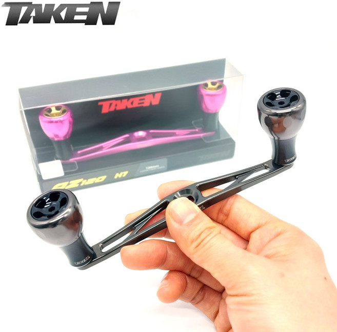 타켄 AZ120 120mm 더블핸들 베이트릴 튜닝용 다이와 시마노 도요 아부 호환핸들, 다이와/도요/아부 좌핸들(8mm), 건메탈, 1개