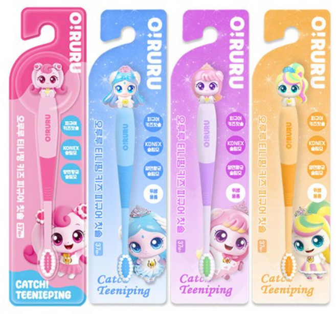 캐치티니핑 피규어 칫솔 4종 세트 어린이 칫솔, 1박스, 1매입, 하츄핑+뽀니핑+아름핑+사뿐핑