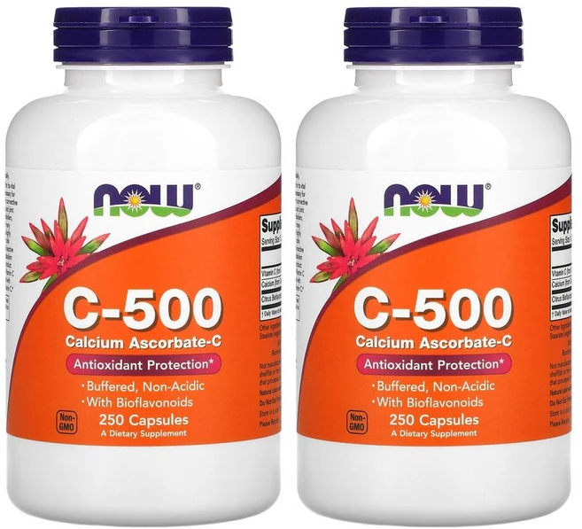 [1+1] Now Foods 나우푸드 C-500 칼슘 아스코르브산-C 250정 비타민C 바이오플라보노이드 아스코르빈산 약들약 고약사 2개, 1개 - 쿠팡