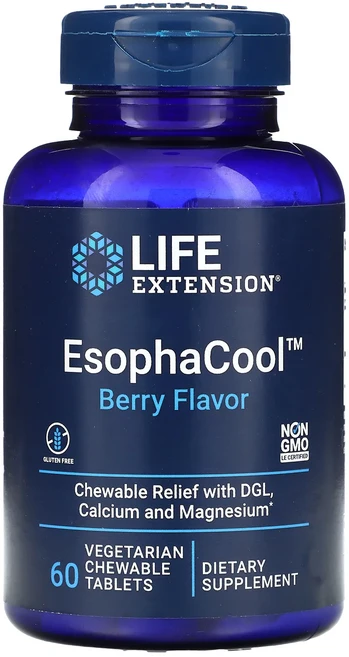 Life Extension EsophaCool Berry Flavor 60 Vegetarian Chewable Tablets, LifeExtensionEsophaCoolBerryFl, 1개 - 쿠팡