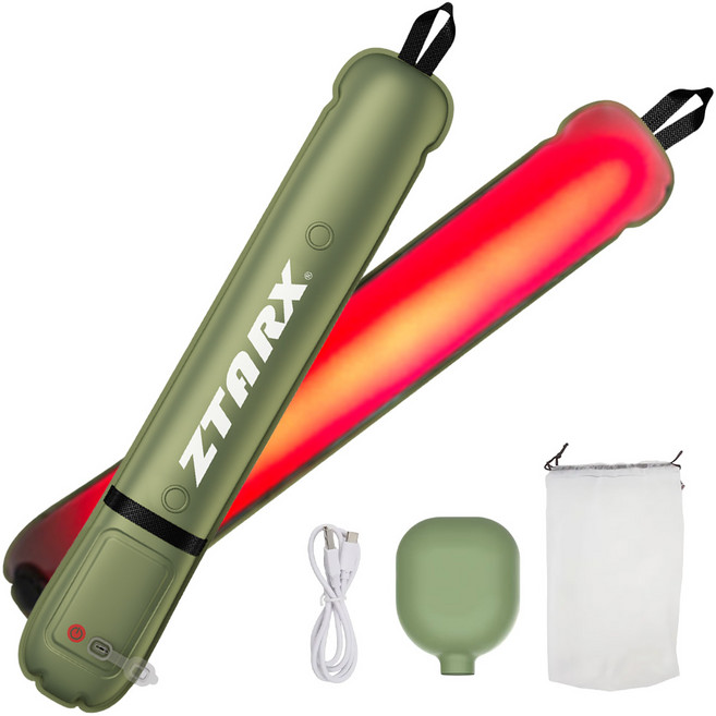 [미국유럽특허] LED 캠핑 에어랜턴 튜브형 텐트 차박 라이트 USB 충전식 후레쉬 휴대용, B60E(적+백), 1개