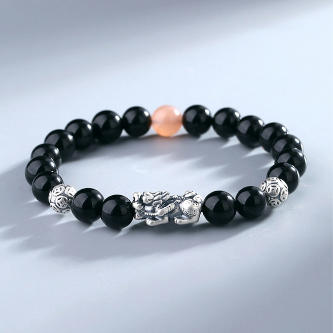 오누이디스플레이 재물운 비휴 흑요석 커플팔찌 D64