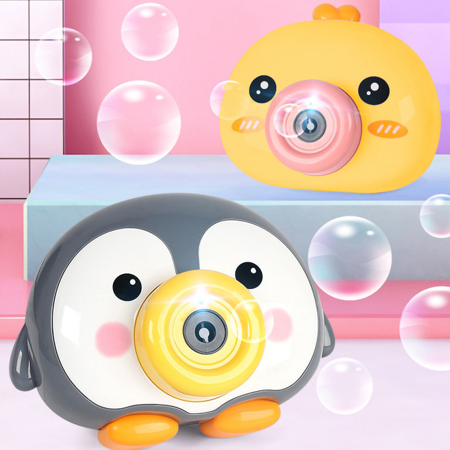 카메라 버블건 멜로디 자동 비눗방울 총, 펭귄, 1개