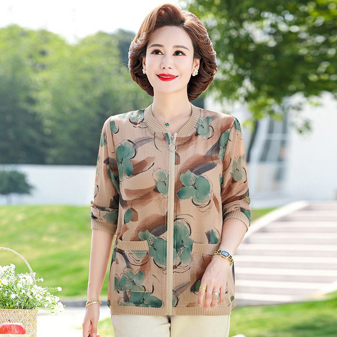 COSYEVNO 중장년 엄마 재킷 가을 빅 사이즈 루즈핏 패션 캐주얼 체크 상의 lyjmmjk01