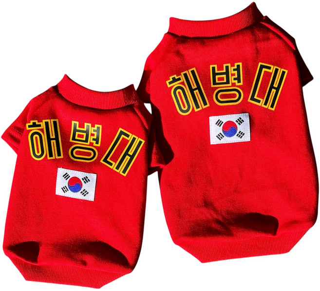 쏭바이펫 강아지 고양이 해병대 티셔츠 S-3XL, 1개, 레드