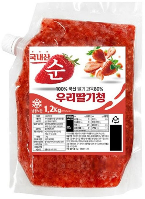 국내산 순 우리 딸기청 대용량 카페용, 1개입, 1개, 1.2kg