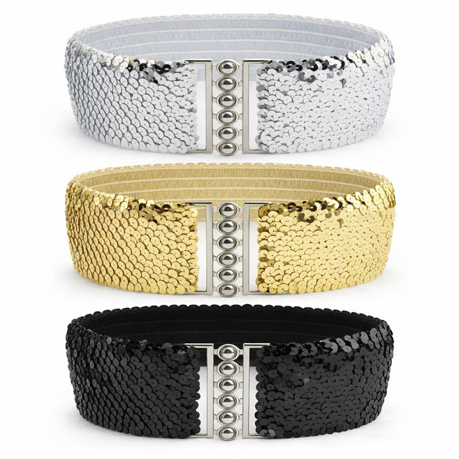 스팽글 벨트 세트 여성 와이드 밴딩 허리벨트 라인댄스 방송댄스 무대 공연 반짝이 악세사리