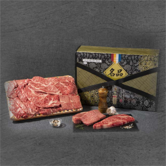 [명품한우] 투플 ++등급 한우선물세트 800g 구이용 모듬한우 냉장포장 고급포장 haccp인증 명절선물 VIP선물 프리미엄선물 꽃등심 채끝 소갈비 업진살, 1세트, 1.5kg 꽃등심1 kg/ 소갈비 500g
