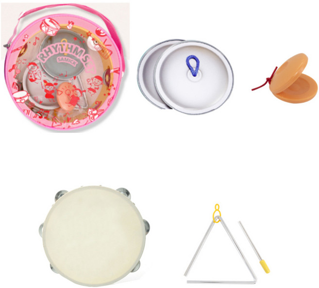 삼익악기 리듬세트 모음 탬버린 캐스터네츠 트라이앵글 심벌즈, PINK, 1개