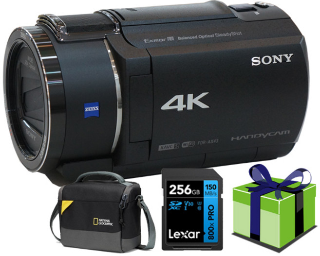 소니정품 FDR-AX43A 4K256G 내셔널지오그래픽 가방 필수패키지 4K캠코더