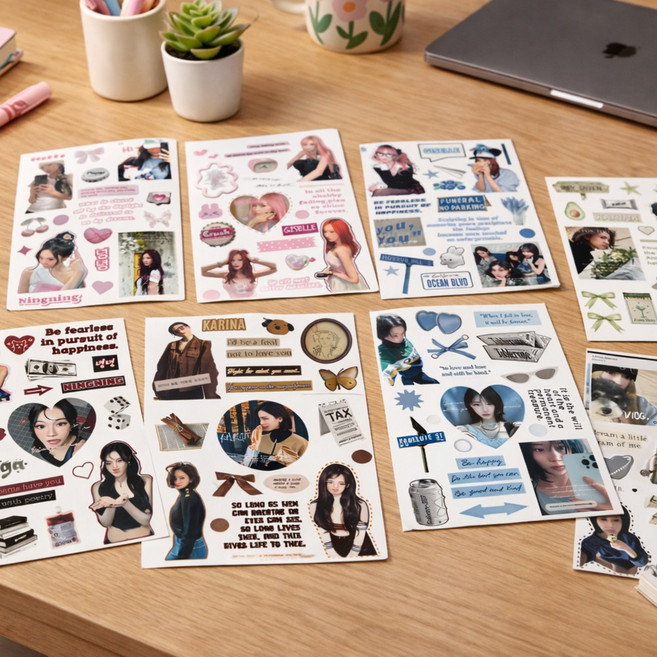 에스파 콜라주 스티커 다꾸 폰꾸 다이어리 노트북 감성 꾸미기 굿즈, 1개, FULL