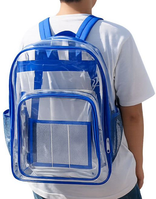로로포우 야구 직관 가방 투명 백팩, 1개, 블루