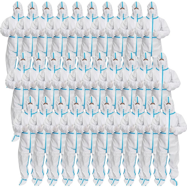[대욱] 멀티 기능 방호복 연합 방수 방진 방유 방수면 작업복 방호복 방진복 방역복, XL, 30개, 순백색