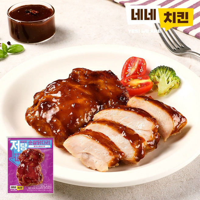 네네치킨 네꼬닭 저당 순살닭다리 함박스테이크맛, 28개, 100g