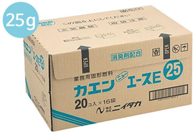 [프리미엄 고체연료 카엔 25g(1박스/16봉지)] / 캠핑 낚시 미니화로 니찌넨 게이넨, 16개