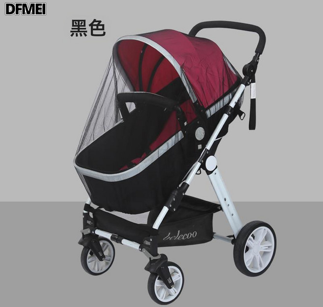 DFMEI 蚊帳 加大加密嬰兒推車蚊帳 嬰兒車全罩式蚊帳, 1個, 全罩加密黑1.5米:參考詳情