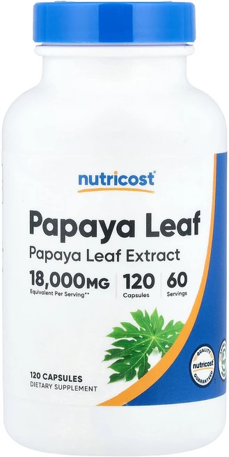 뉴트리코스트 Nutricost Papaya Leaf 120 Capsules 600 mg per Capsule, 1개 - 쿠팡