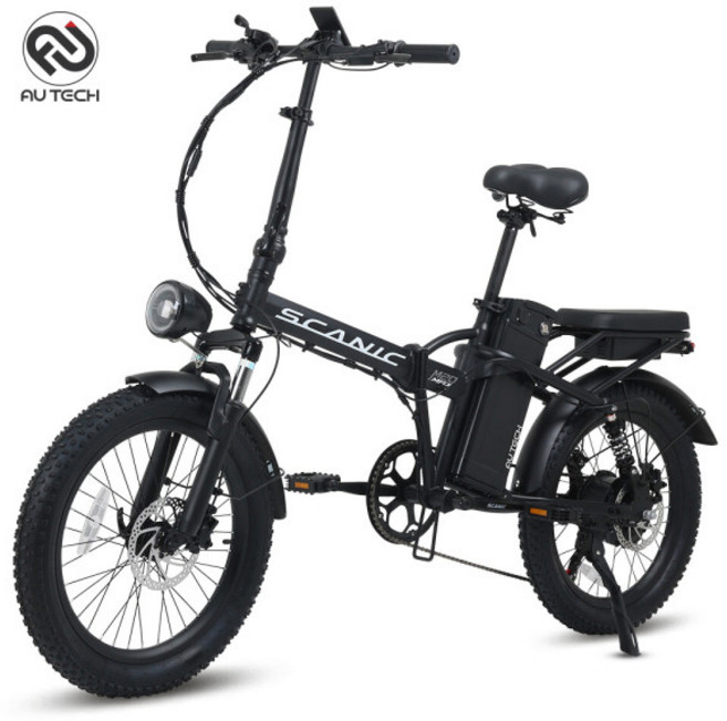 AU테크 펑크방지 타이어 장착 스카닉 M20 MAX 고출력 850W 접이식 전기자전거 48V 20Ah 무료 완조립, 펑크방지 스카닉 M20 MAX 20A 블랙(무광), 스틸