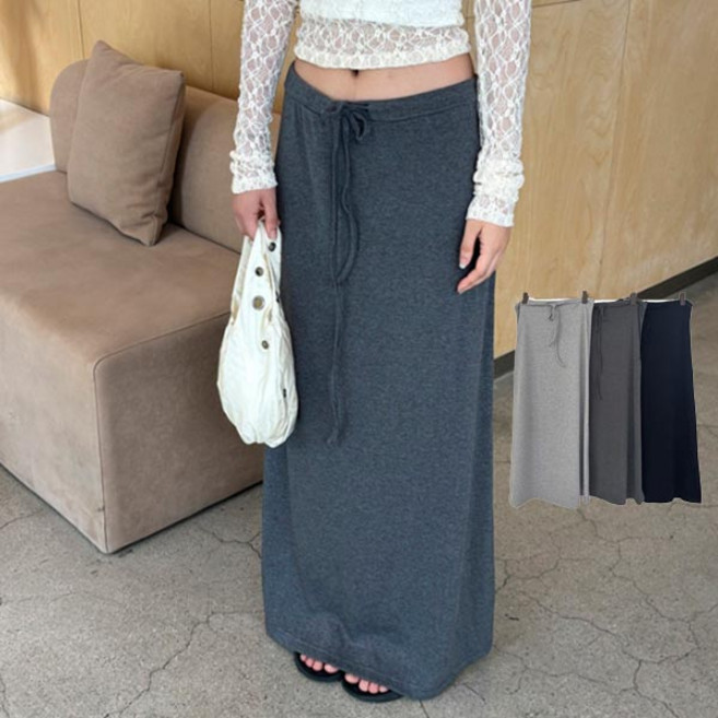 [핏보장] 맥시기장 허리스트링 어반스트링맥시롱스커트JCT