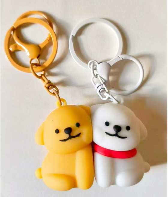 커플템 자석키링 2종세트 귀여운 열쇠고리 우점템 키링, 1개, 붙어있어멍멍