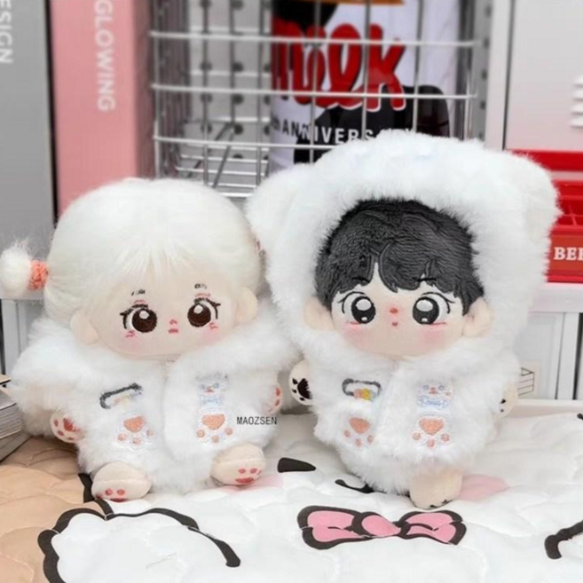 모카돌 10cm 솜인형옷 하양이 곰 자켓 바지 세트, 1개, 화이트