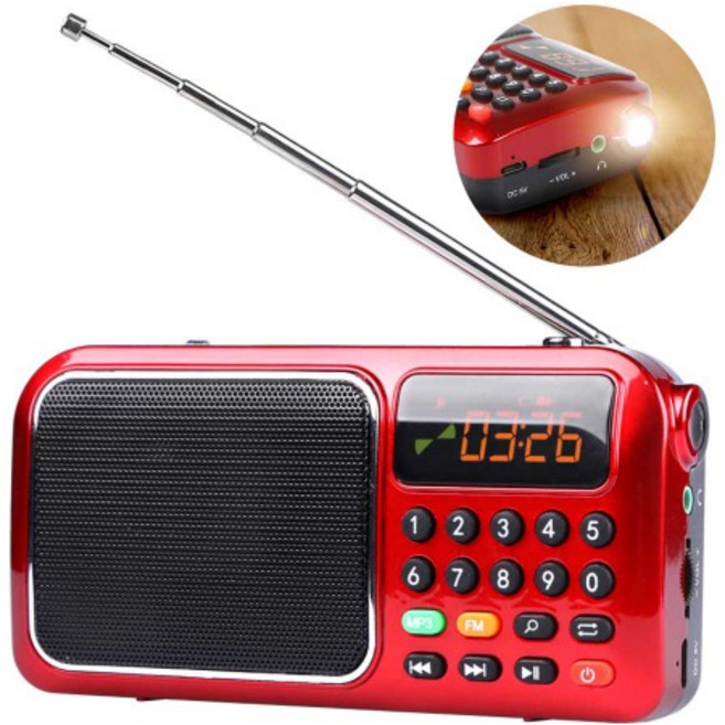 HYO99 휴대용 효 라디오 부모님 효도 휴대용 무선 라디오 등산 낚시 자전거 캠핑 LED 손전등 라디오