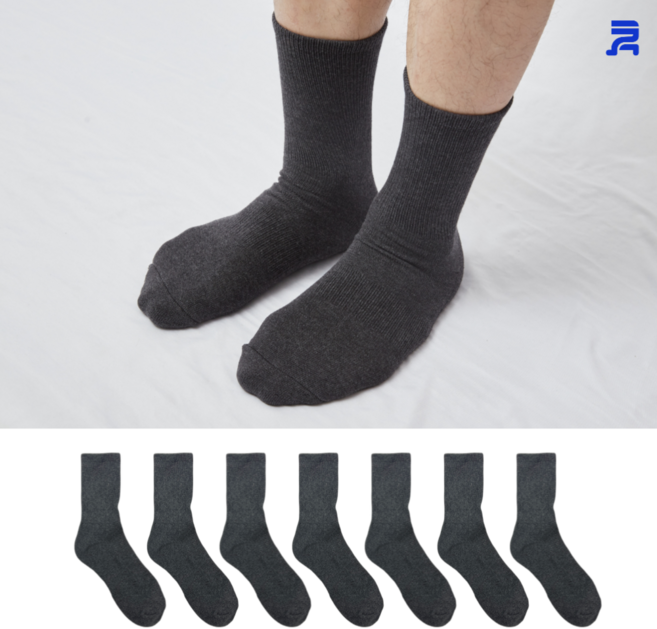 청춘양말 삼중바닥 극두꺼운 스포츠 양말 장목 7켤레, 차콜, 7개