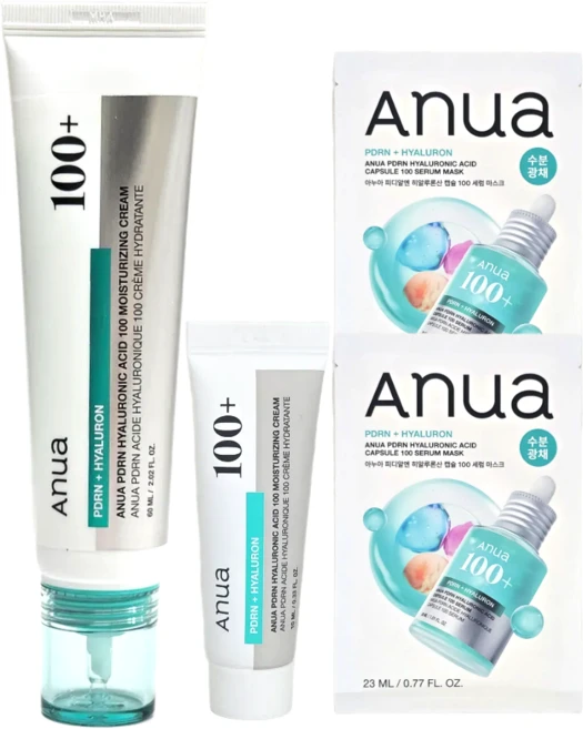 (기획세트) 아누아 PDRN 히알루론산 100 수분크림+증정10ml+마스크팩2매, 1개, 60ml - 쿠팡