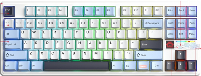 AULA 3모드 무선 블루투스 키보드, 제조사축, F87ProV2, 아이스 블루