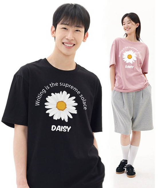 더팀 데이지 빅사이즈 20수 통기성 반팔 프린트 티셔츠