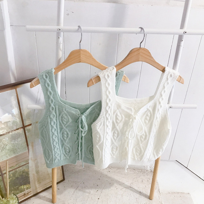 아일렛 꽈배기 뷔스티에 조끼