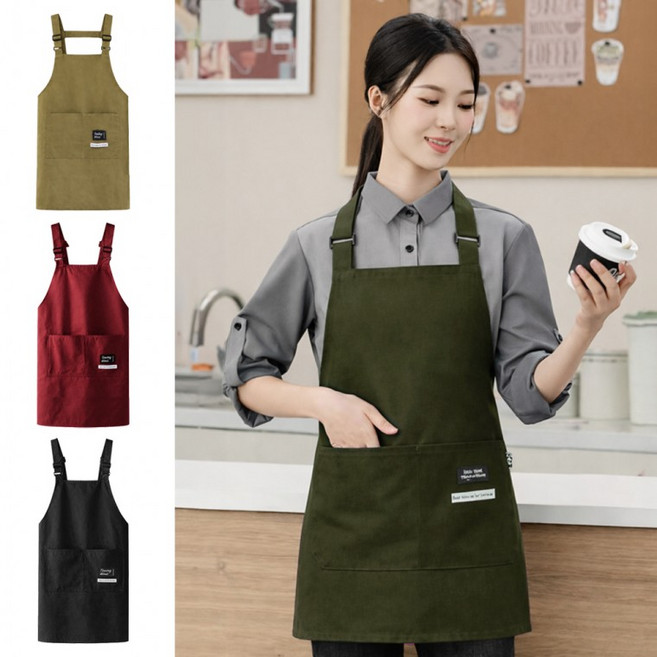 방수 바리스타 보육교사 나일론H형 앞치마 주방 어린이집, 1개, 버건디